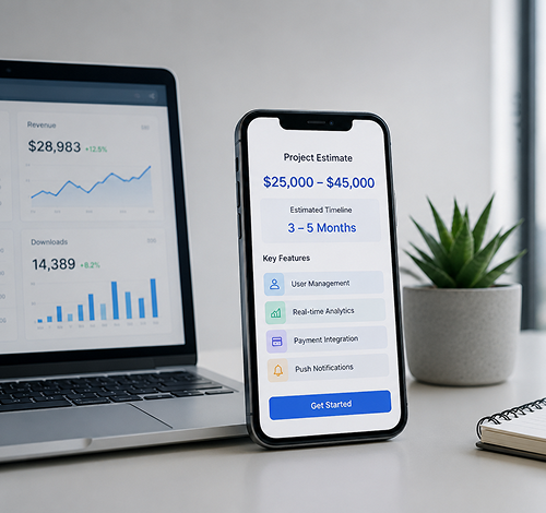 Project Estimate Dashboard and Mobile mockup