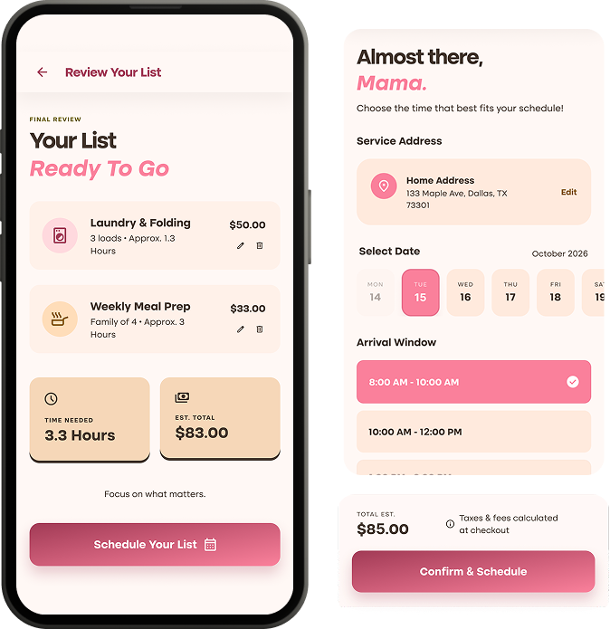 Review & Scheduling Screens